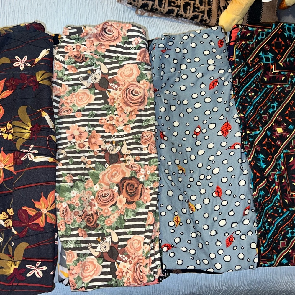 LuLaRoe Women's leggings- Floral, Blue, and Geometric Patterns